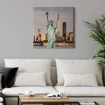 Leinwandbild Statue Of Liberty Polyester PVC / Fichtenholz - Blau  / Braun