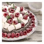 Leinwandbild Raspberries Kuchen Polyester PVC / Fichtenholz - Weiß / Rot