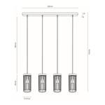 Suspension Timeo VIII Acier / Chêne massif - 4 ampoules