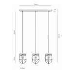 Suspension Netuno VI Acier / Pin massif - 3 ampoules