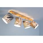 Plafondlamp Hoja I papier/massief eikenhout - 4 lichtbronnen - Aantal lichtbronnen: 4