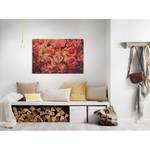 Leinwandbild Flower Wall Polyester PVC / Fichtenholz - Rot / Orange