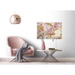 Impression sur toile Flamingos Floral Polyester PVC / Épicéa - Beige / Rose