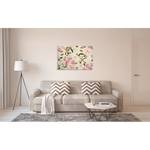 Impression sur toile Flower Paradise Polyester PVC / Épicéa - Beige / Rose