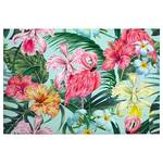 Afbeelding Flamingos Floral polyester PVC/sparrenhout - Rouge/blauw