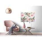 Leinwandbild Flamingos Tropical Vibes Polyester PVC / Fichtenholz - Pink / Grün