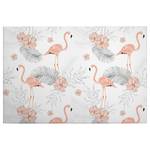 Wandbild Flamingos Tropical Vibes Polyester PVC / Fichtenholz - Pink / Grau