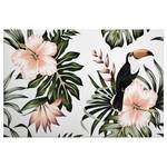 Wandbild Vogel Floral Toucan Polyester PVC / Fichtenholz - Grün / Weiß