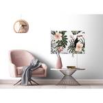 Wandbild Vogel Floral Toucan Polyester PVC / Fichtenholz - Grün / Weiß