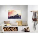 Leinwandbild Berge Mountain Paint Polyester PVC / Fichtenholz - Gelb