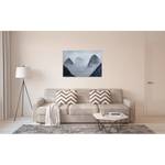 Impression sur toile Berge Misty Rocks Polyester PVC / Épicéa - Bleu / Noir