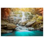 Impression sur toile Waterfall Nature Polyester PVC / Épicéa - Bleu / Gris