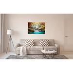 Impression sur toile Waterfall Nature Polyester PVC / Épicéa - Bleu / Gris