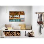 Canvas con spiaggia Beach Bar Poliestere PVC / Legno di abete rosso - Blu / Marrone