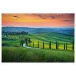 Afbeelding Italiaans Tuscany polyester PVC/sparrenhout - groen/oranje