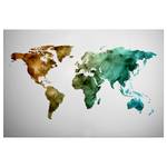 Canvas cartina del mondo World Graphic Poliestere PVC / Legno di abete rosso - Verde / Blu
