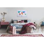 Wandbild Weltkarte Colourful World Polyester PVC / Fichtenholz - Mehrfarbig / Blau