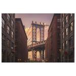 Impression sur toile Brooklyn Bridge Polyester PVC / Épicéa - Marron / Orange