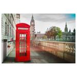Impression sur toile London Phone Booth Polyester PVC / Épicéa - Rouge / Beige
