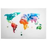 Canvas Colourful World Poliestere PVC / Legno di abete rosso - Multicolore / Blu