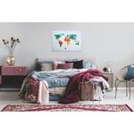 Leinwandbild Karte Colourful World Polyester PVC / Fichtenholz - Mehrfarbig / Grün