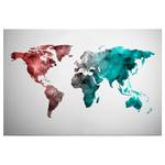 Leinwandbild World Graphic Polyester PVC / Fichtenholz - Blau / Rot