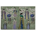 Leinwandbild Kimono Polyester PVC / Fichtenholz - Grün / Blau