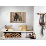 Quadro con gorilla Born To Be Wild Poliestere PVC / Legno di abete rosso - Marrone / Grigio