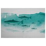 Leinwandbild Fishes Into The Blue Polyester PVC / Fichtenholz - Grün