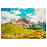 Leinwandbild Berge Dolomiti Polyester PVC / Fichtenholz - Grün / Blau