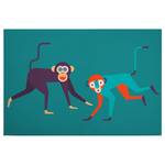 Wandbild Monkey Business Polyester PVC / Fichtenholz - Grün / Lila