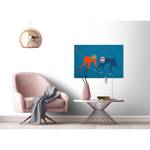 Leinwandbild Affe Monkey Business Polyester PVC / Fichtenholz - Blau / Orange