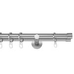 Gordijnroede op maat Cap II (2 rails) aluminium - Roestvrij staal - Breedte: 120 cm