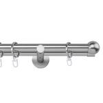Gordijnroede op maat Ball II (2 rails) aluminium - Roestvrij staal - Breedte: 240 cm
