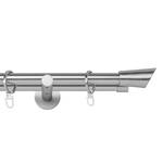 Gordijnroede op maat Rag II (2 rails) aluminium - Roestvrij staal - Breedte: 350 cm