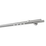 Gordijnroede op maat Match IV (2-rails) aluminium - Roestvrij staal - Breedte: 130 cm