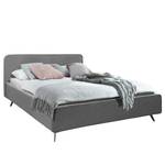 Gestoffeerd bed KARELIA Geweven stof Mavie: Basalt - 200 x 200cm - Met lattenbodem