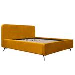 Gestoffeerd bed KARELIA Velours Ravi: Mosterdgeel - 200 x 200cm - Met lattenbodem