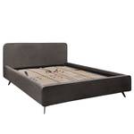 Gestoffeerd bed KARELIA Velours Ravi: Grijsbruin - 160 x 200cm - Met lattenbodem