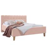 Lit capitonné Woodlake I Tissu Mavie: Rose - 160 x 200cm - Avec espace de rangement