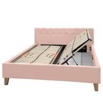 Gestoffeerd bed Woodlake I Geweven stof Mavie: Roze - 160 x 200cm