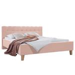 Lit capitonné Woodlake I Tissu Mavie: Rose - 200 x 200cm - Avec espace de rangement