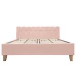 Lit capitonné Woodlake I Tissu Mavie: Rose - 200 x 200cm - Avec espace de rangement