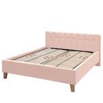 Lit capitonné Woodlake I Tissu Mavie: Rose - 200 x 200cm - Avec espace de rangement