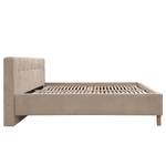 Lit capitonné Woodlake II Velours Ravi: Beige	 - 140 x 200cm - Avec espace de rangement