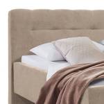 Lit capitonné Woodlake II Velours Ravi: Beige	 - 140 x 200cm - Avec espace de rangement