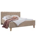 Lit capitonné Woodlake II Velours Ravi: Beige	 - 160 x 200cm - Avec espace de rangement