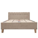 Lit capitonné Woodlake II Velours Ravi: Beige	 - 160 x 200cm - Avec espace de rangement