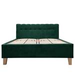 Lit capitonné Woodlake II Velours Ravi: Vert vieilli - 160 x 200cm - Avec espace de rangement