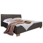 Gestoffeerd bed Larisa Velours Ravi: Grijsbruin - 160 x 200cm - Zonder opbergruimte